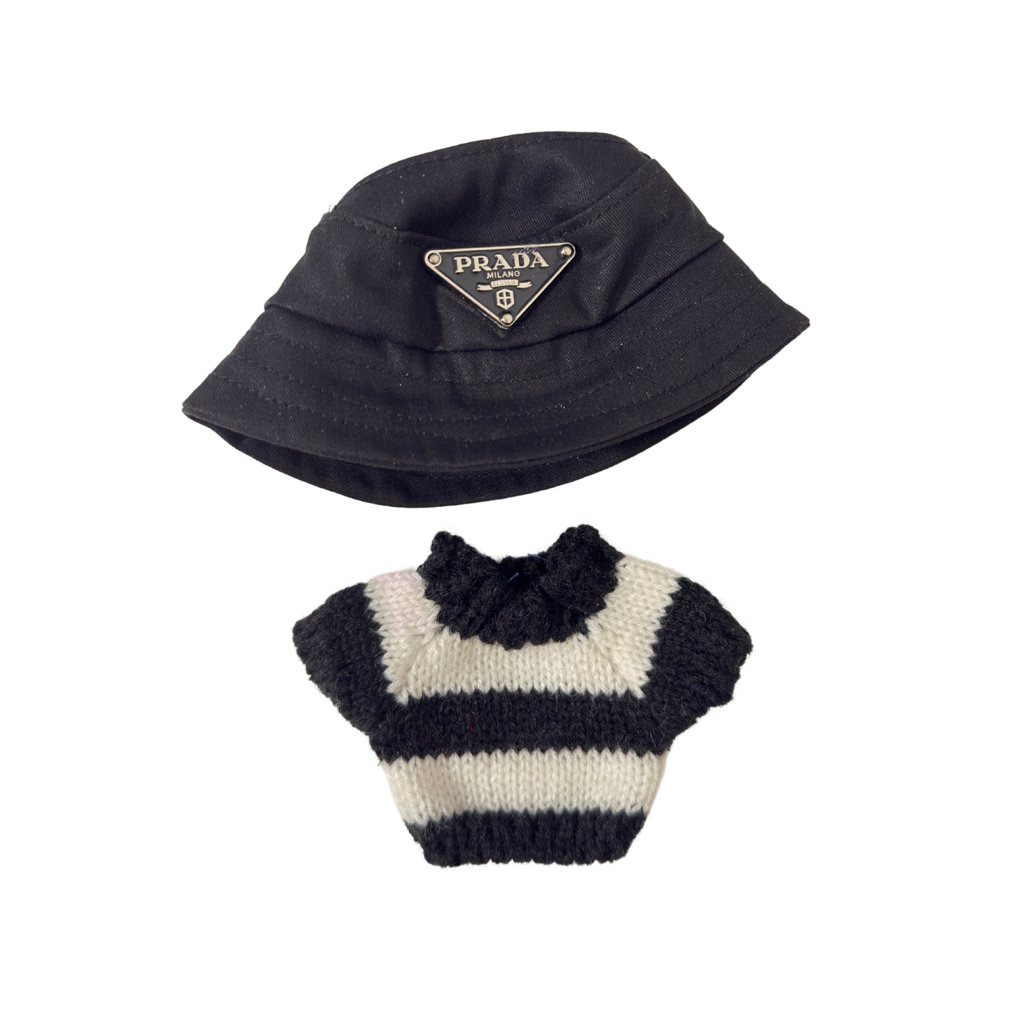 2Pcs Black Sweater and Hat Set