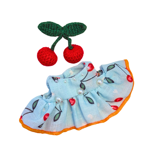 2Pcs Blue Cherry Dress