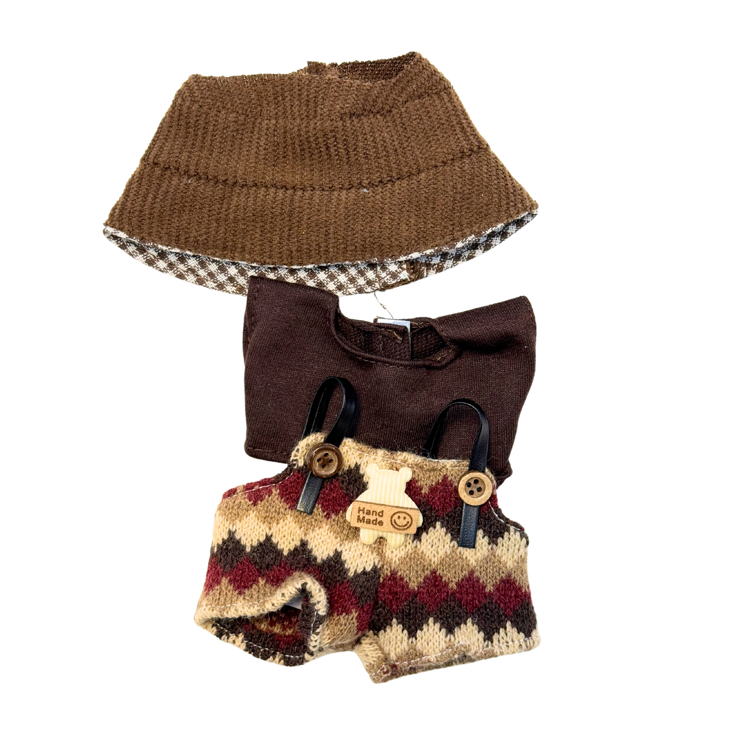 3Pc Argyle Overall Outfit