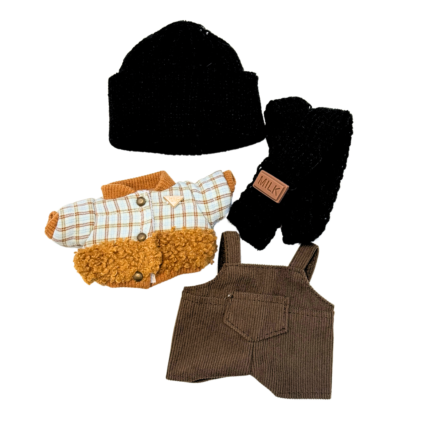 4Pcs Corduroy Overall Winter Outfit