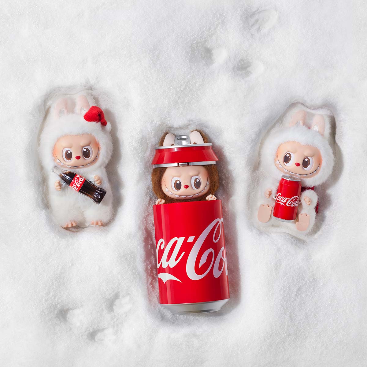 THE MONSTERS COCA-COLA SERIES-Vinyl-Face-Blind-Box - White - Red Bow - Labubu - Pop Mart - Bag Charm - Holding Glass Bottled Coca Cola - All Three From the Collection