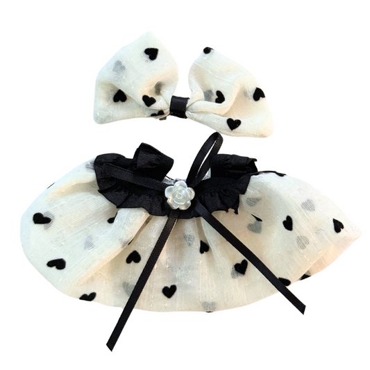 2Pcs Black & White Mesh Dress Outfit