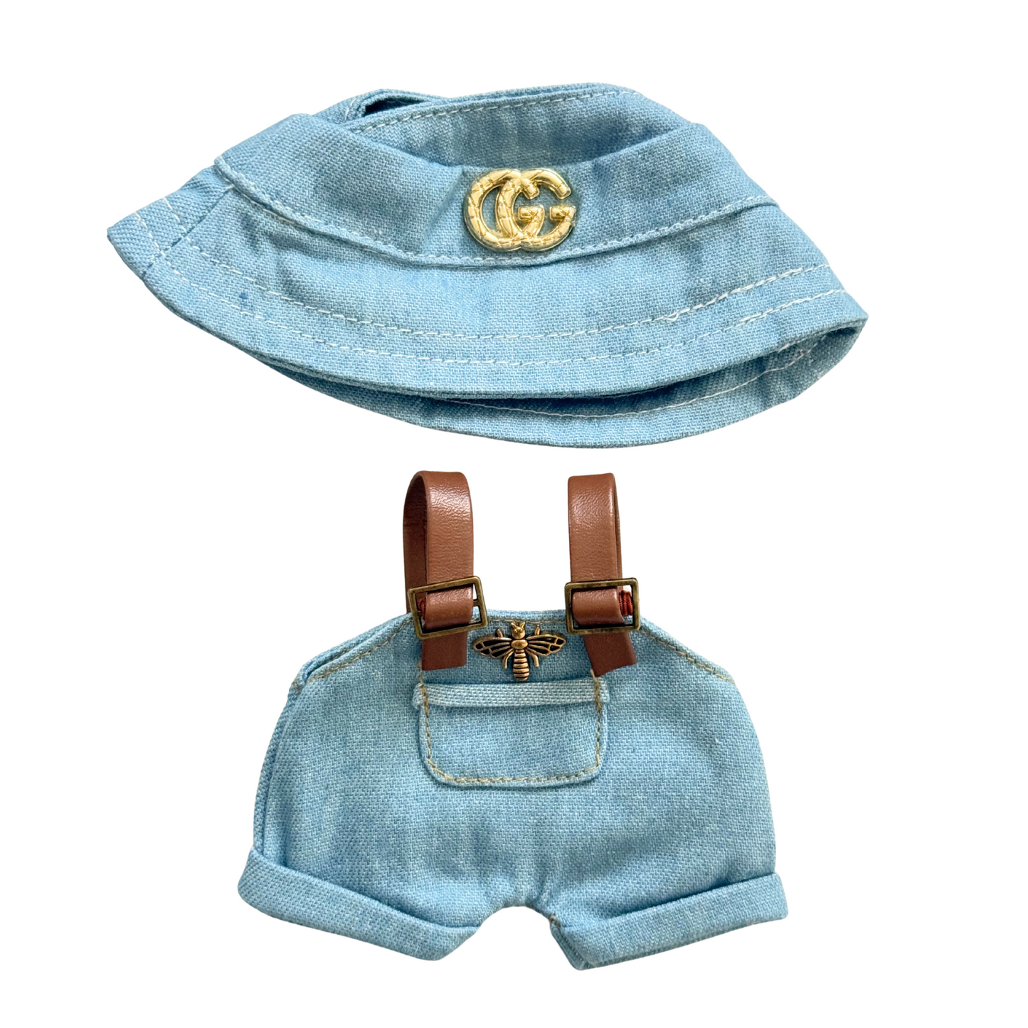 2Pcs GG Denim Overall Outfit