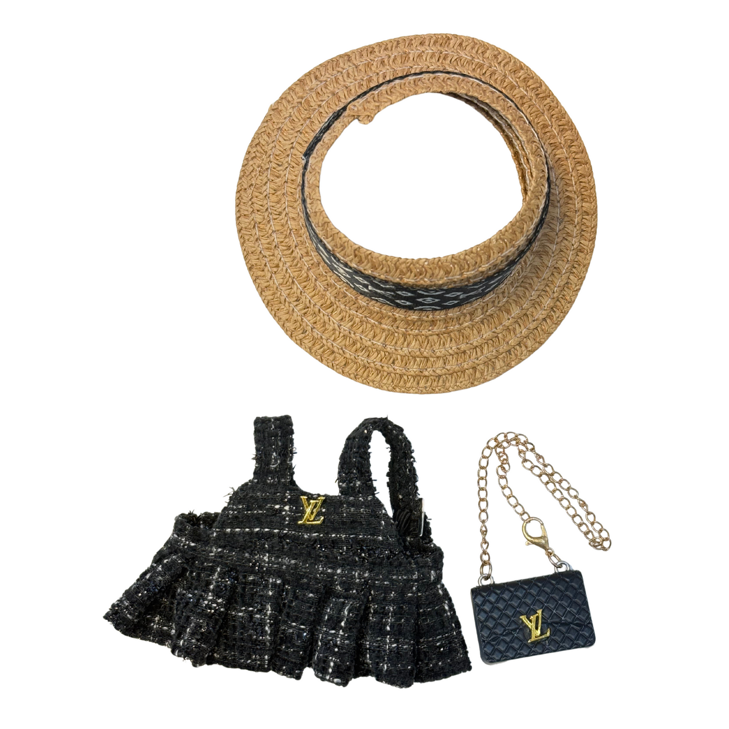 3Pcs Luxury LV Pleated Dress Outfit
