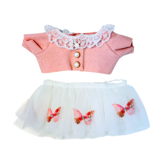 2Pcs Cardigan Mesh Skirt Outfit