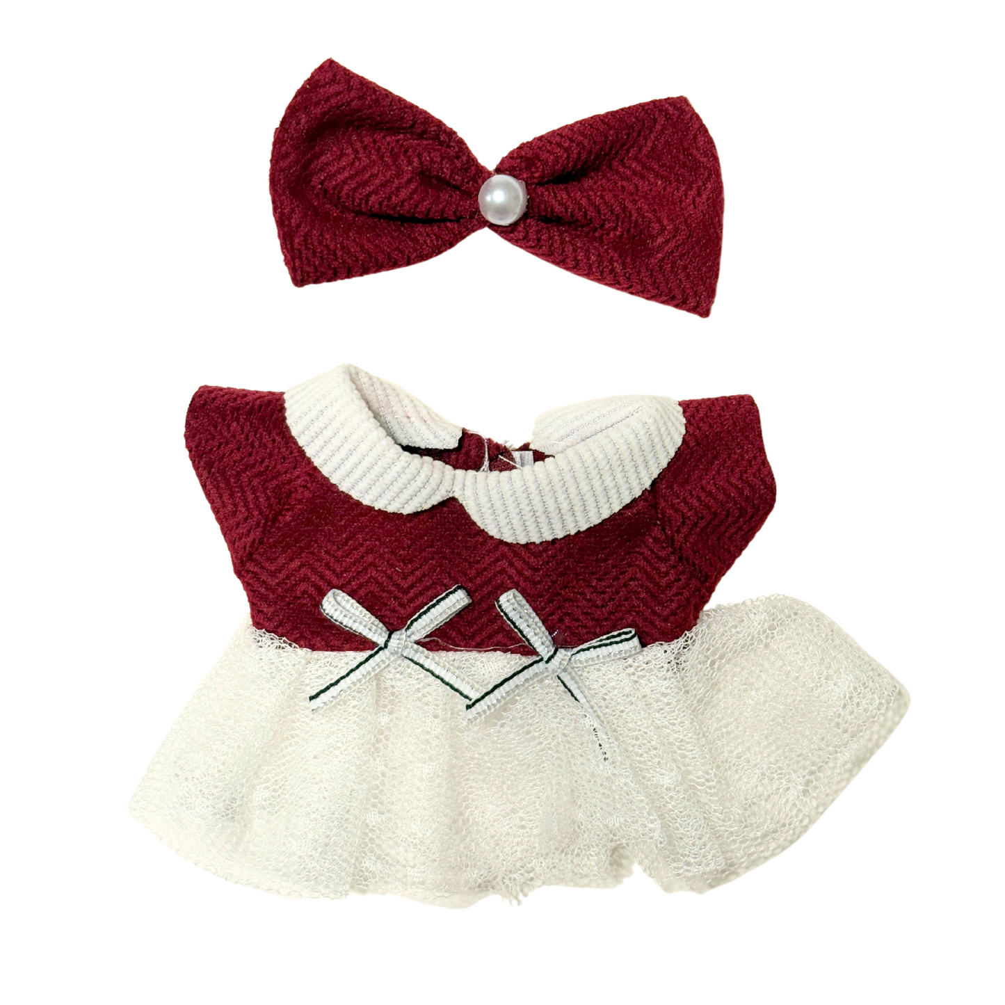 2Pcs Red and White Bow Dress Outfit