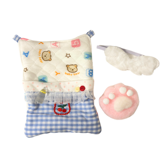 3Pcs Blue Gingham Cherry Bed
