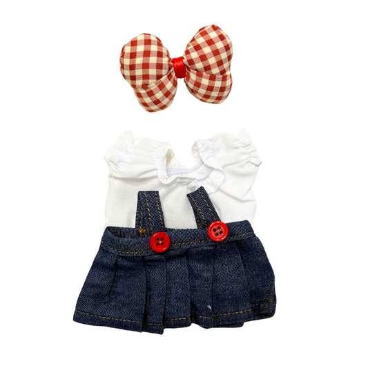 3Pcs Denim Suspender Dress Outfit
