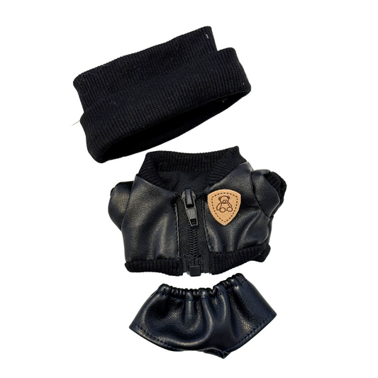 3Pcs Faux Leather Jacket Outfit