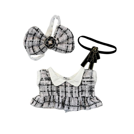 3Pcs Tweed Dress Outfit