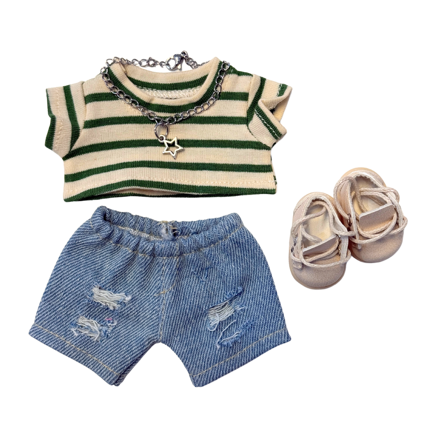 4Pcs Stripped Tee Outfit