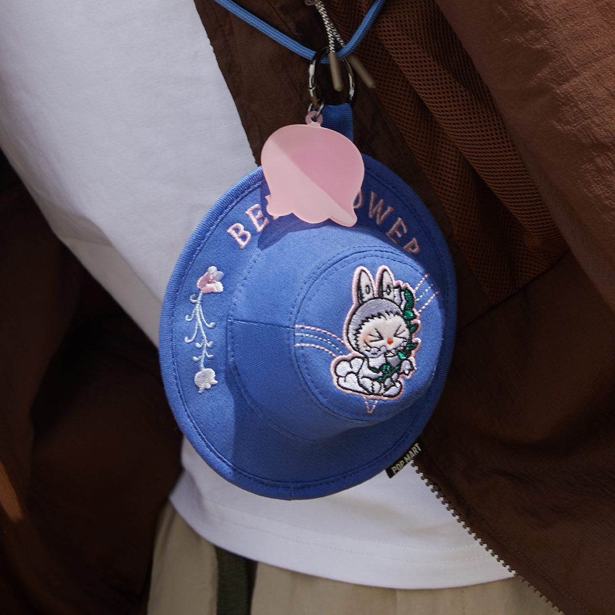 THE MONSTERS FALL IN WILD SERIES - Bucket Hat Mini Bag Blind Box - Bellflower - Blue - Labubu - Pop Mart - Bag Charm