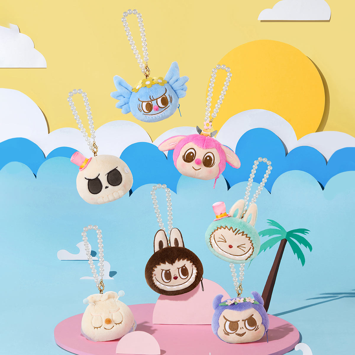 THE MONSTERS Party Series - Reversible Plush - Complete Set - Pop Mart - Bag Charm - Pearl Chain