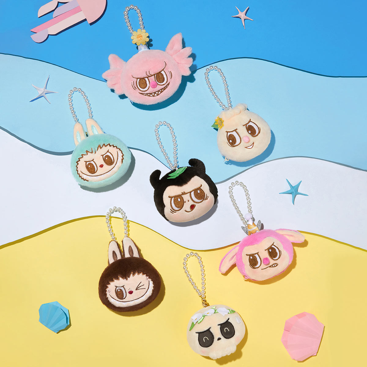 THE MONSTERS Party Series - Reversible Plush - Complete Set - Pop Mart - Bag Charm - Pearl Chain