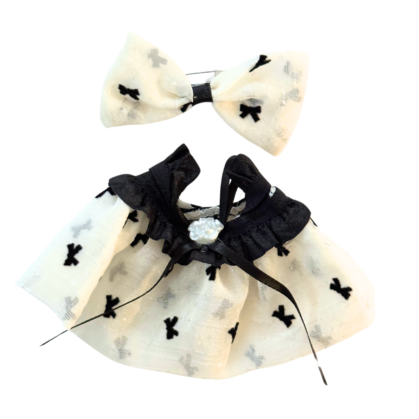 2Pcs Black & White Mesh Dress Outfit