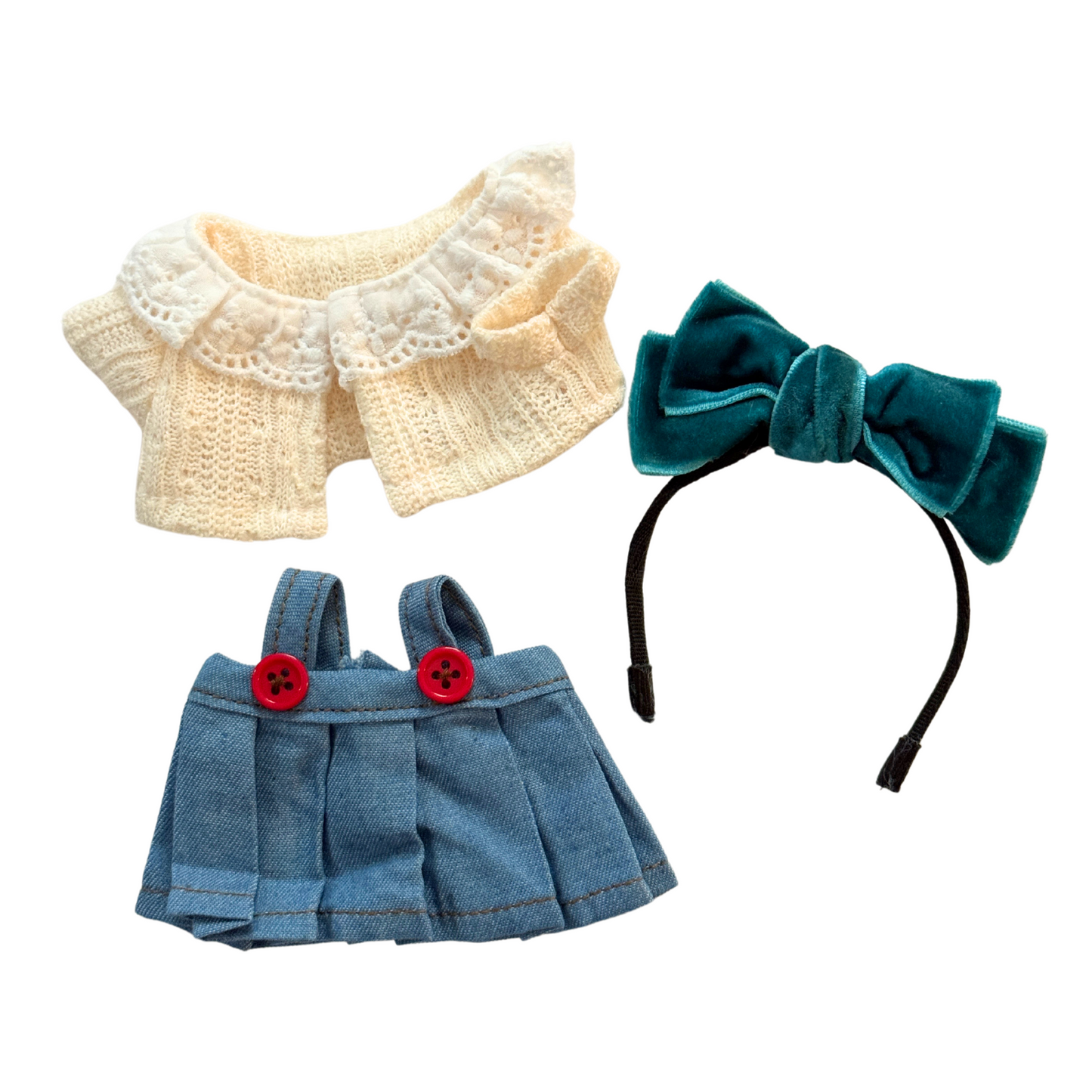 3Pcs Cardigan Denim Skirt Outfit