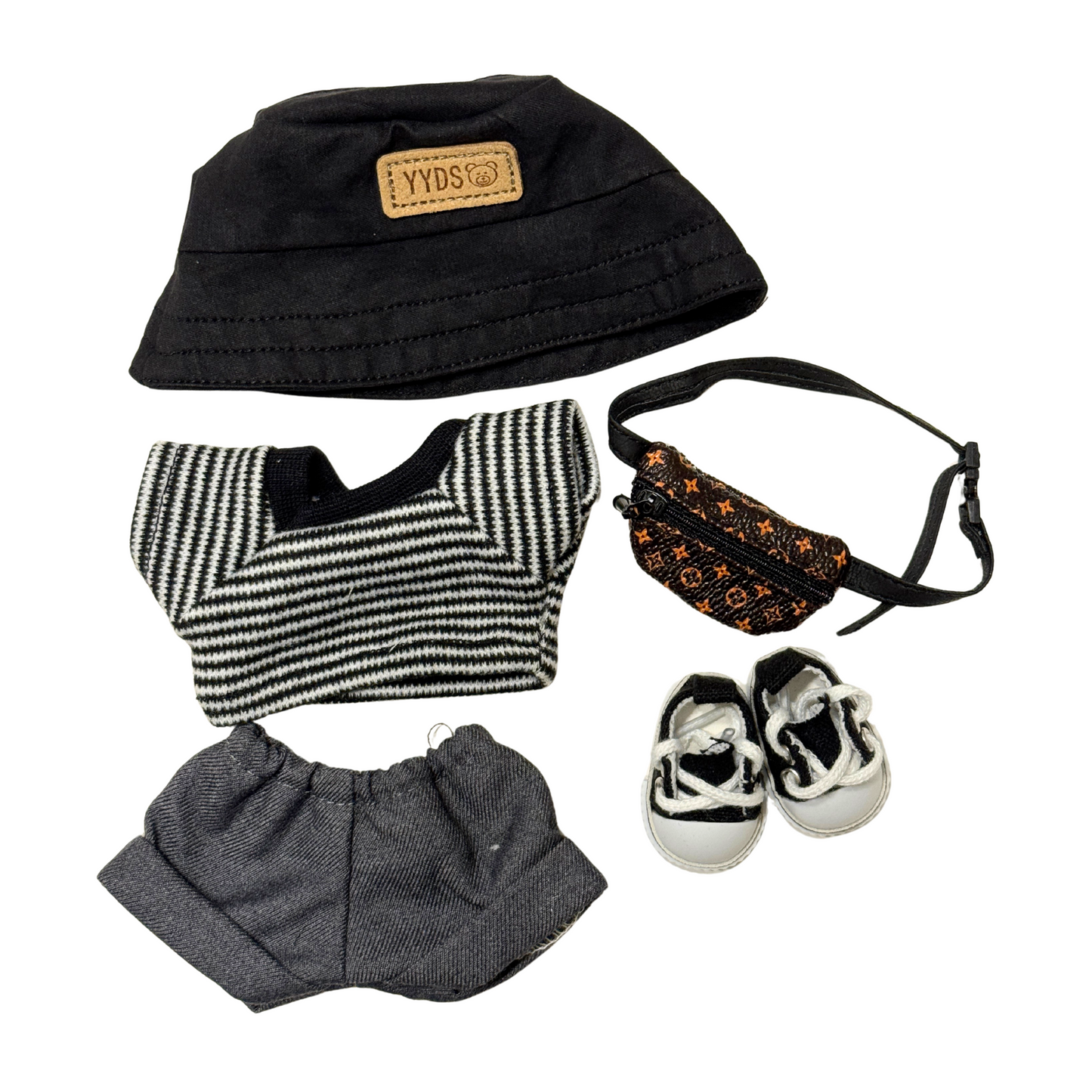 5Pcs Stripped Tee Outfit