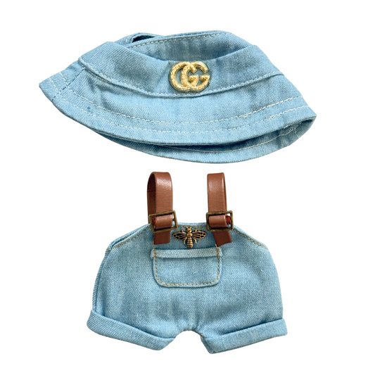 2Pcs GG Denim Overall Outfit