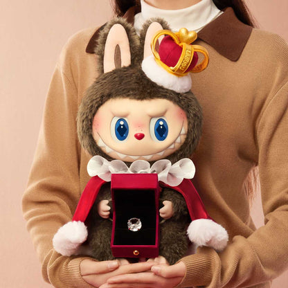 THE MONSTERS Let's Checkmate Series-Vinyl Plush Doll - King - Labubu - Brown - Crown - Mantle - Jewelry Box - Sitting Down