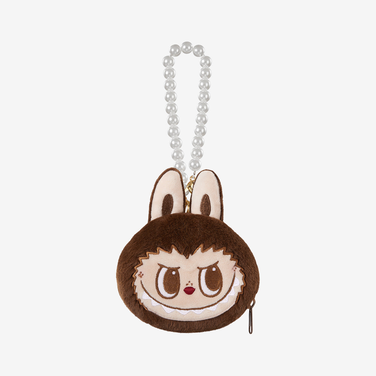 THE MONSTERS Party Series - Reversible Plush - Labubu - Brown - Pop Mart - Bag Charm - Pearl Chain