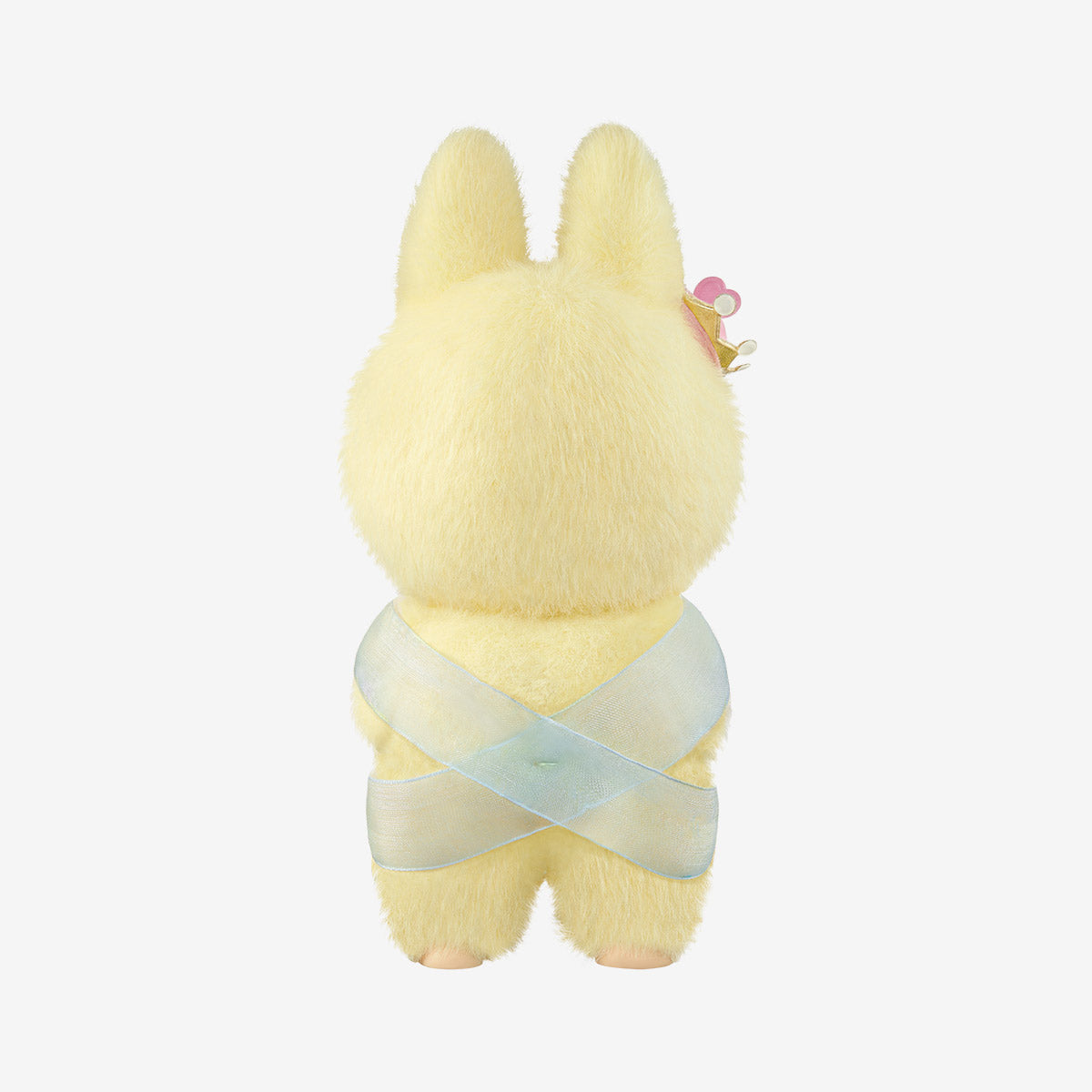 THE MONSTERS Let's Checkmate Series-Vinyl Plush Hanging Card - Labubu - Yellow Fur, Pink Crown - Pop Mart - Bag Charm - Back View